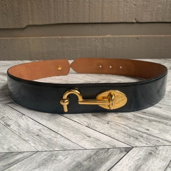 Moschino Redwall Vintage 90s Black Leather Hook Eye Latch Belt 401066 Womens 38 main image 4